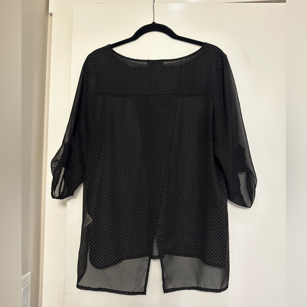 SMART SET | black sheer top with gold little bubble stud? NWOT
